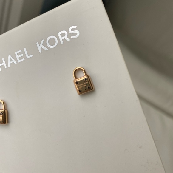 Micheal Kors Rose Gold Lock Earrings - Picture 3 of 5